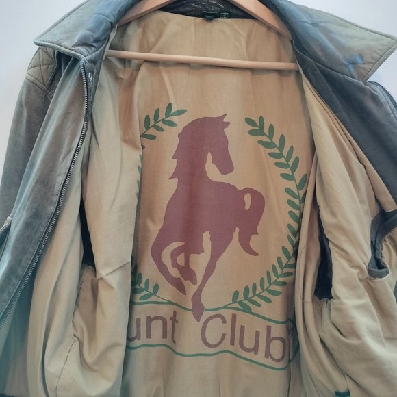 VTG Hunt Club Brown Leather Bomber Jacket Mens Size Big 48R Retro 80s Aviator - Picture 6 of 16